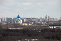 Panorama met kerk
